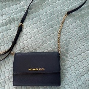 Michael Kors small navy blue cross body bag